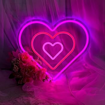 Amazon | YALLOVE ピンク ダイナミッハート ネオンサイン 38 x